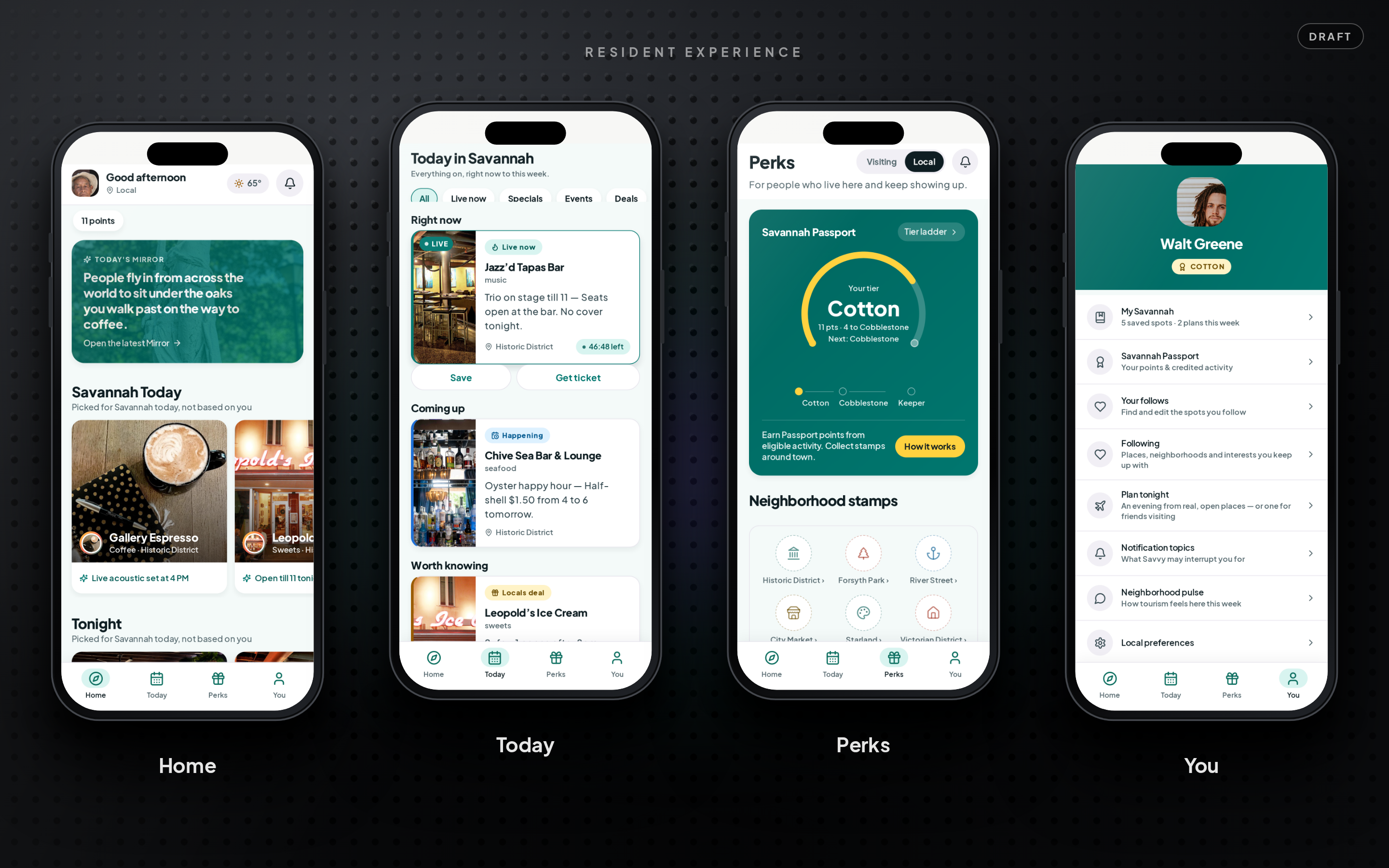 Resident experience app screens